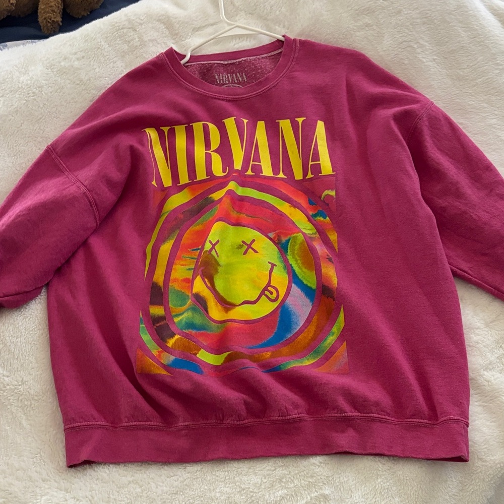 NIRVANA Pink Sweatshirt with Multicolor Graphic